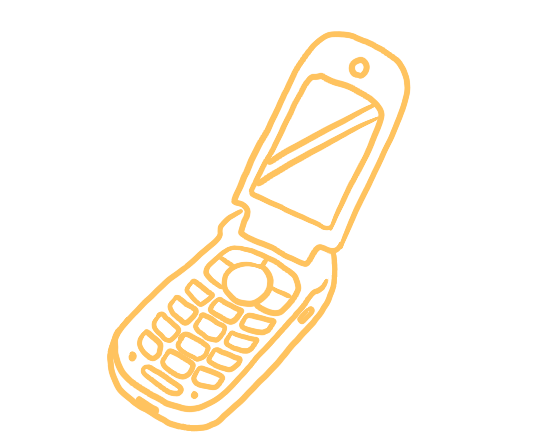 Hand-drawn flip phone illustration